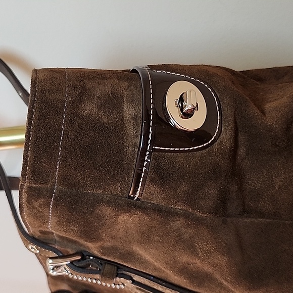 Coach Y2K Chocolate  Hampton Double Strap Suede Tote Brown Expresso Bag - Picture 7 of 16